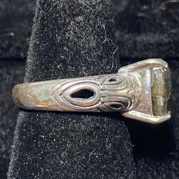 Laboradorite Ring Size 6 Sterling Silver Tested 10mm x 10mm Stone - Picture 4 of 10